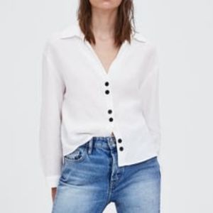 ZARA - BUTTONED WHITE SHIRT - M - LONG SLEEVE NEW WITHOUT TAGS
